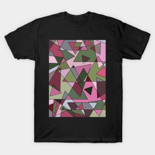 Rose and Khaki Geometric Overlapping Triangles T-Shirt